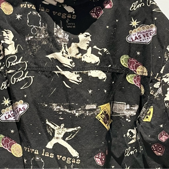 Vintage David Carey Elvis "Viva Las Vegas" Graphic Oversized Camp Shirt L - Picture 7 of 8